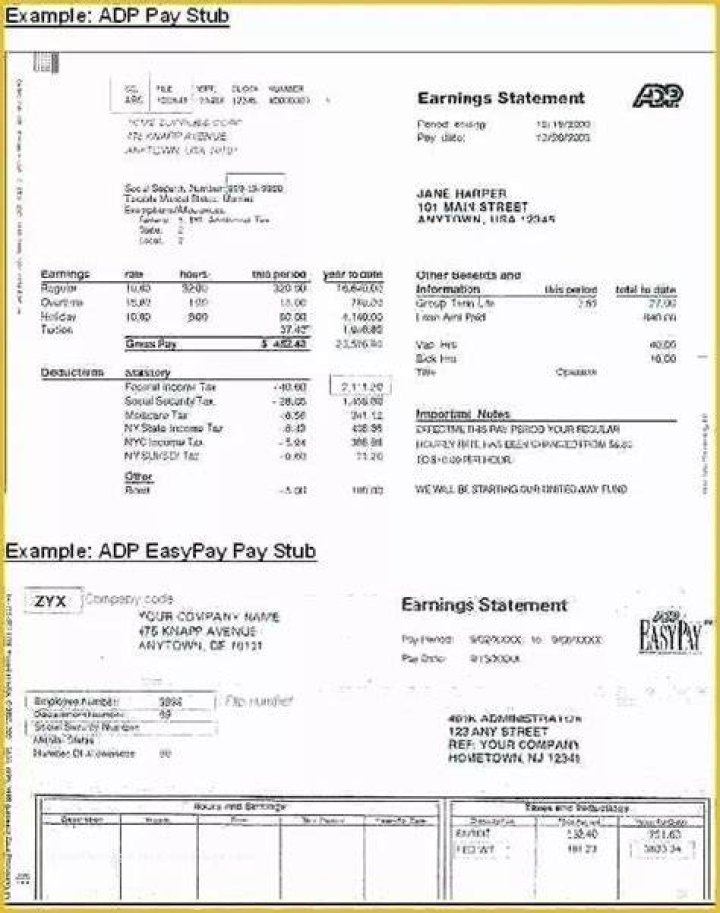 Adp Paycheck Stub Template