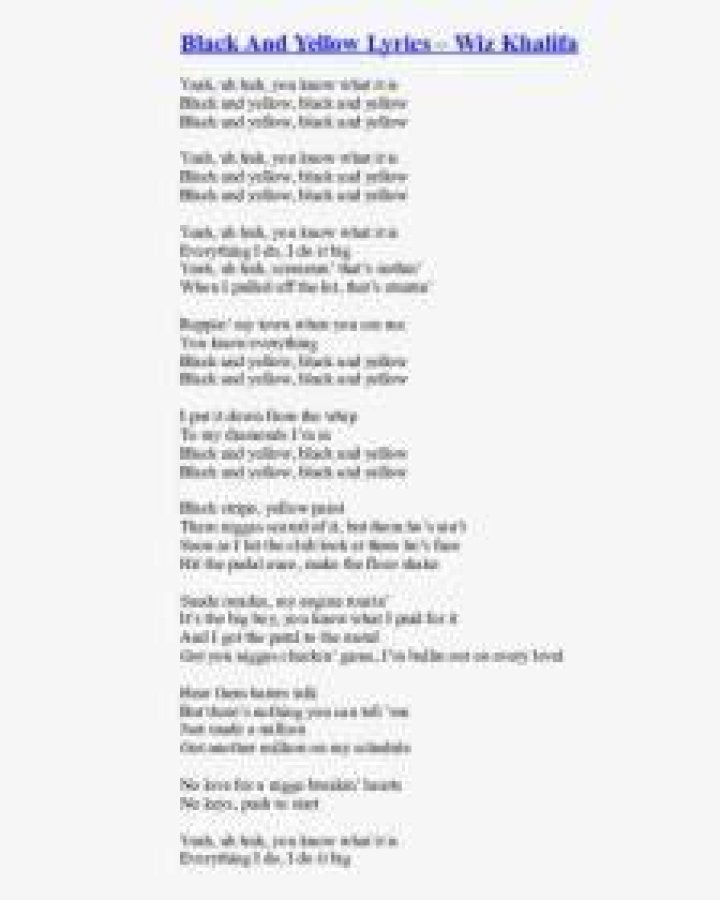 Black and Yellow Lyrics YouTube