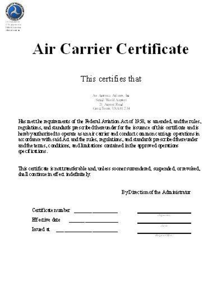 FAA Part 135 Air Carrier Certification