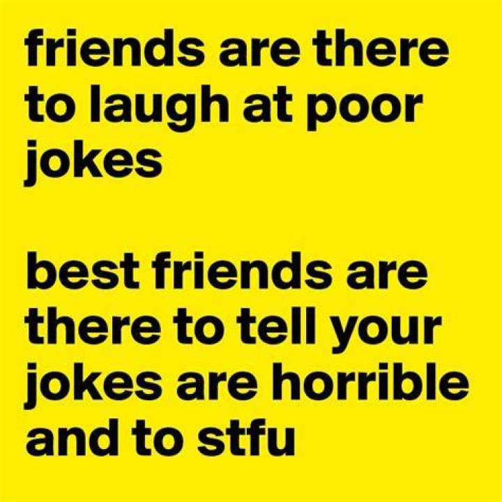 friends are there to laugh at poor jokes best friends are there to tell