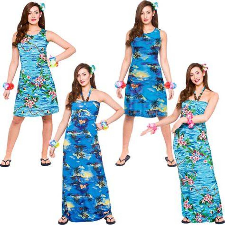 Hawaiian Ladies Fancy Dress Tropical Beach Hawaii Womens Adults Costume