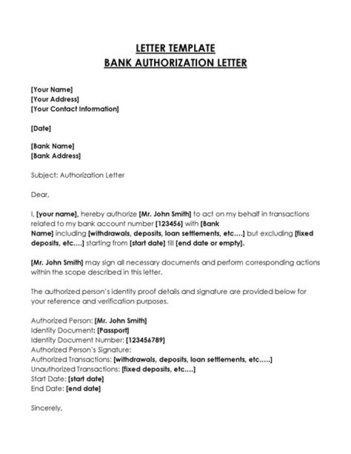 How do I write a bank authorization letter?