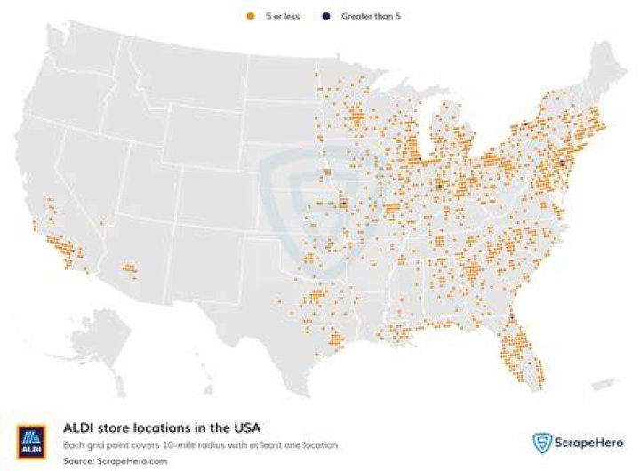 How many Aldi locations are there in the US? ·