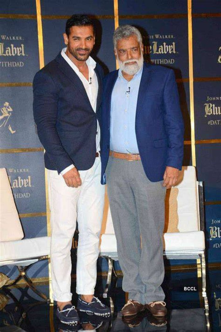 John Abraham with his dad at the Blue Label event Boman Irani, John