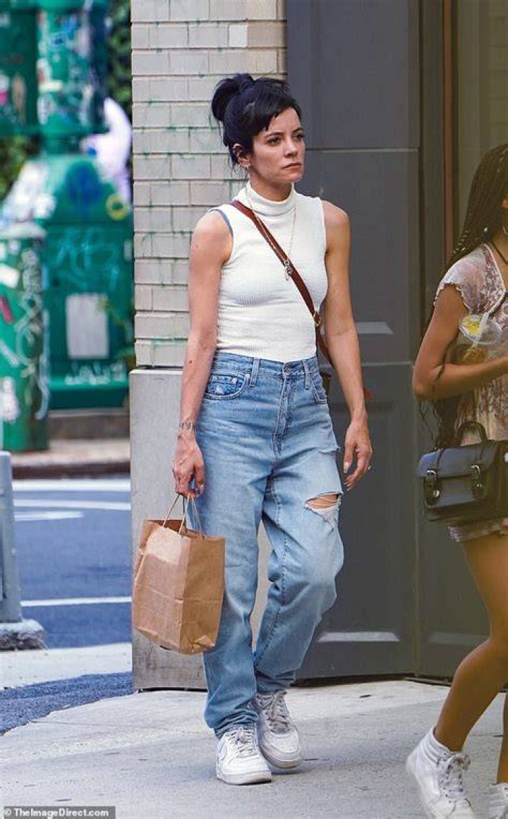 Lily Allen cuts a casual figure as she heads out for lunch with husband