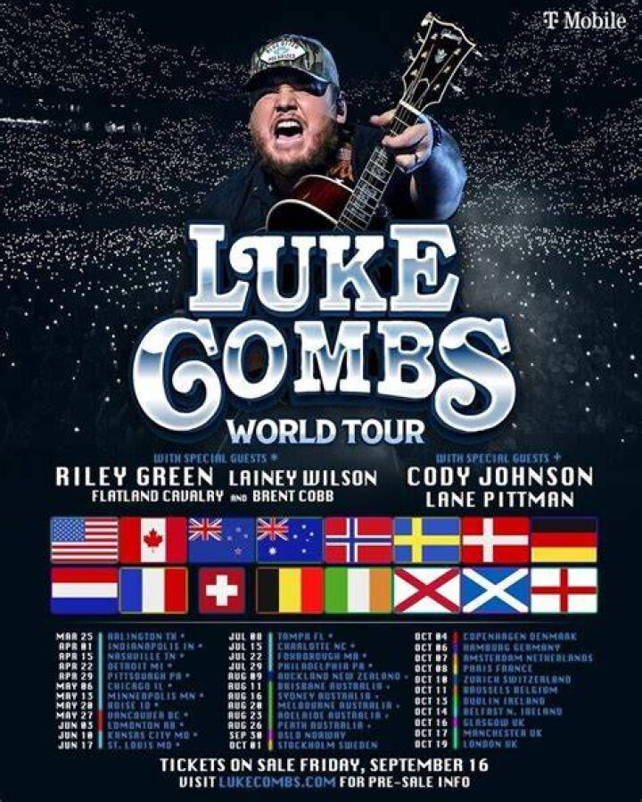 Luke Combs Sets 2023 World Tour With Lainey Wilson, Cody Johnson