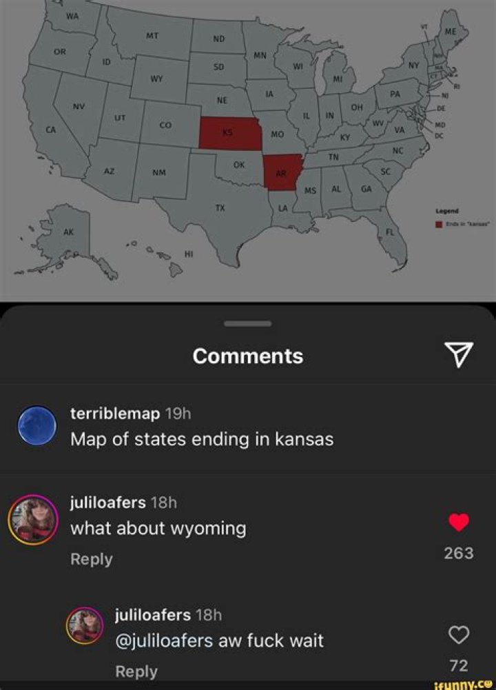 Map of states ending in "kansas" r/notinteresting