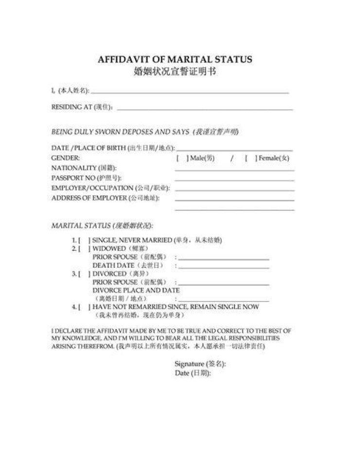Marital Status Single Form Fill Out and Sign Printable PDF Template