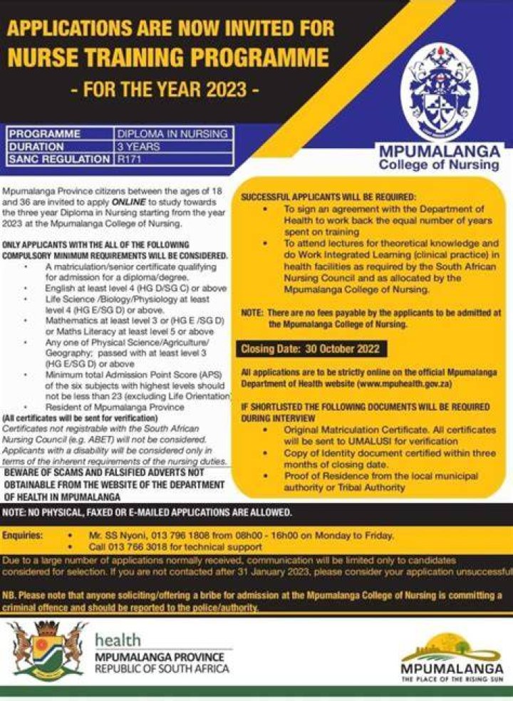 Mpumalanga College of Nursing contact details Contact number, email
