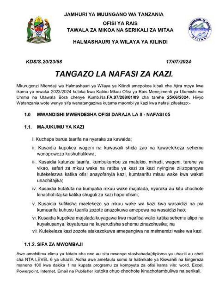 Nafasi za kazi Serikalini Tanzania National Parks Authority(TANAPA) And