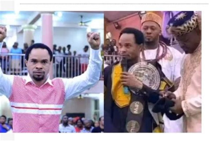 Prophet Odumeje Flaunts Championship Belt As He Claims To Have Defeated Satan In An International Spiritual Wrestling Match [VIDEO]