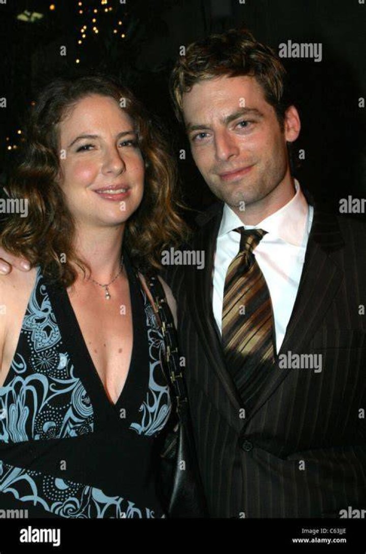 Robin Weigert and Justin Kirk at the PreEmmy reception at Spago's
