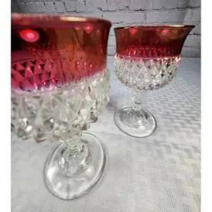 TALL Indiana Ruby Cranberry Flashed Glass Compote Candy Dish Lid