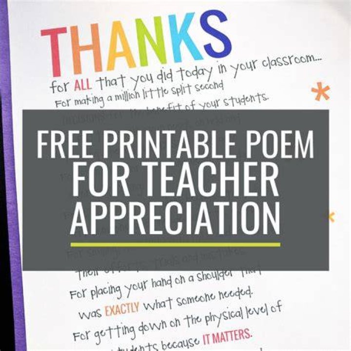 Teacher Appreciation Poem Printable Printable Word Searches