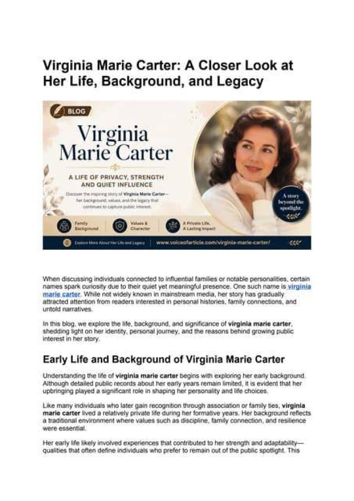 The life of Virginia Marie Carter Articles Hubspot
