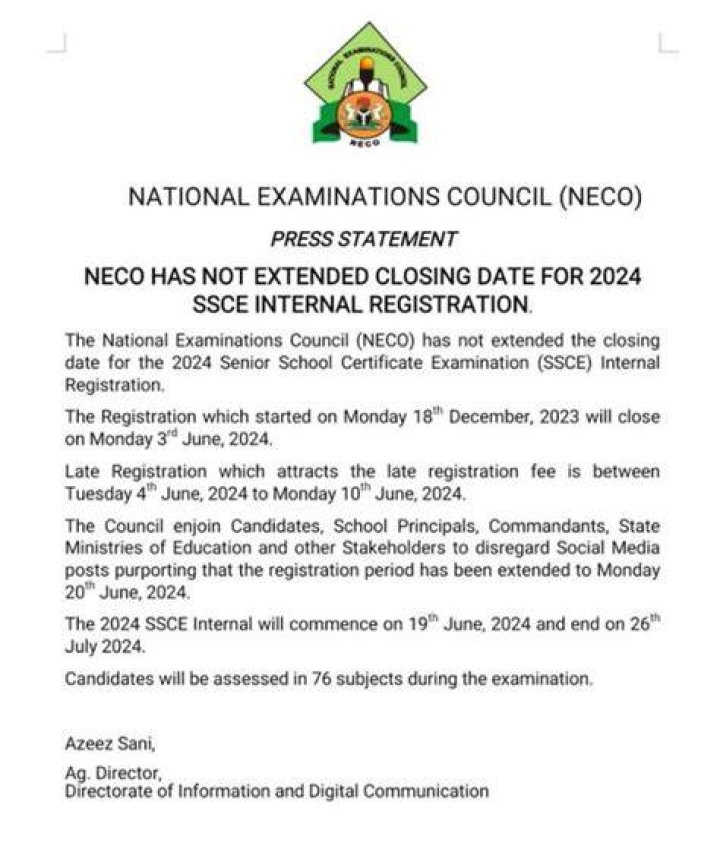 Ultimate Guide To NECO Registration 2024 Closing Date