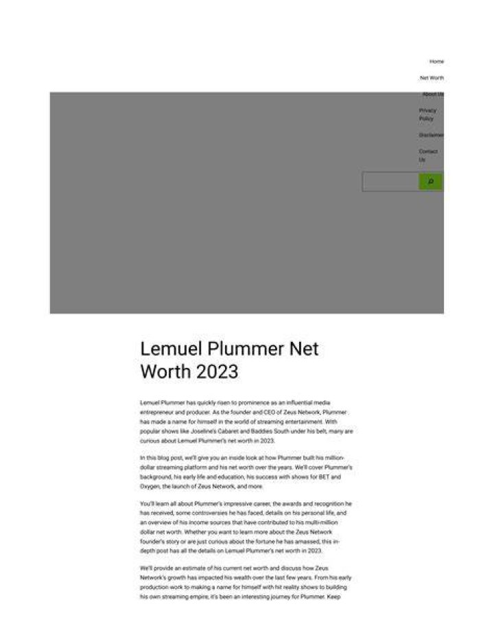 Unveiling The Secrets Of Lemuel Plummer's Remarkable Net Worth
