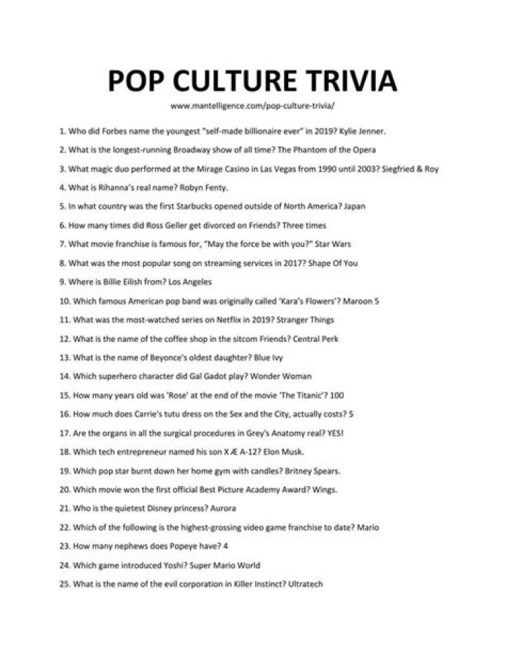 What are popular trivia questions?