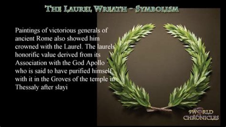 What does the crown of laurels symbolize?