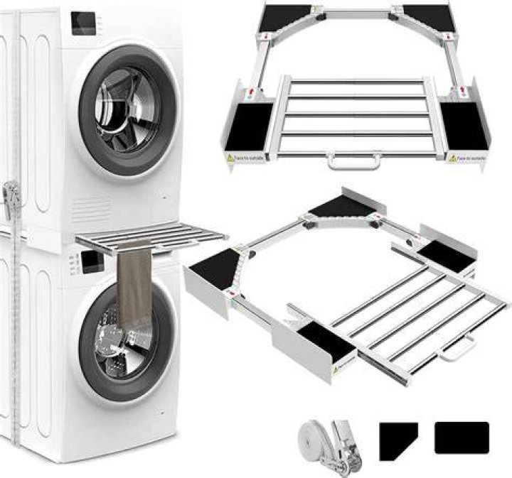 What goes on the bottom of a stackable washer and dryer?