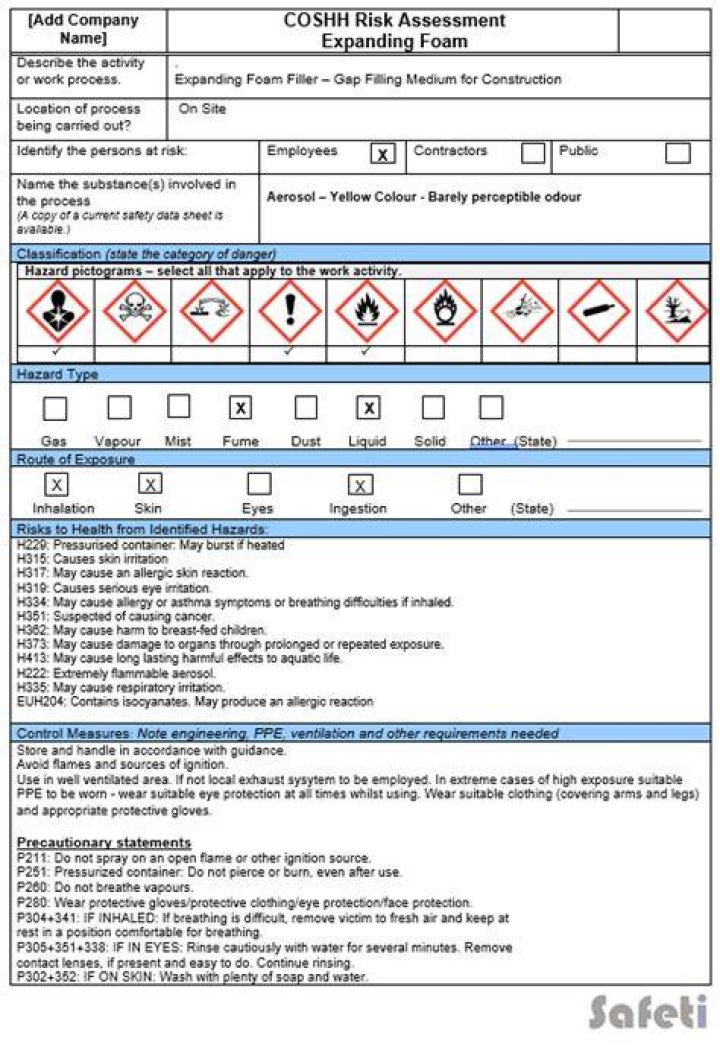What information is stored in the COSHH records?
