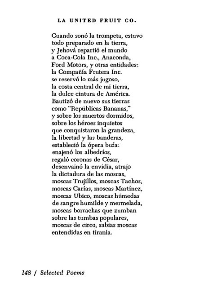 What is the meaning of the poem the United Fruit Company?