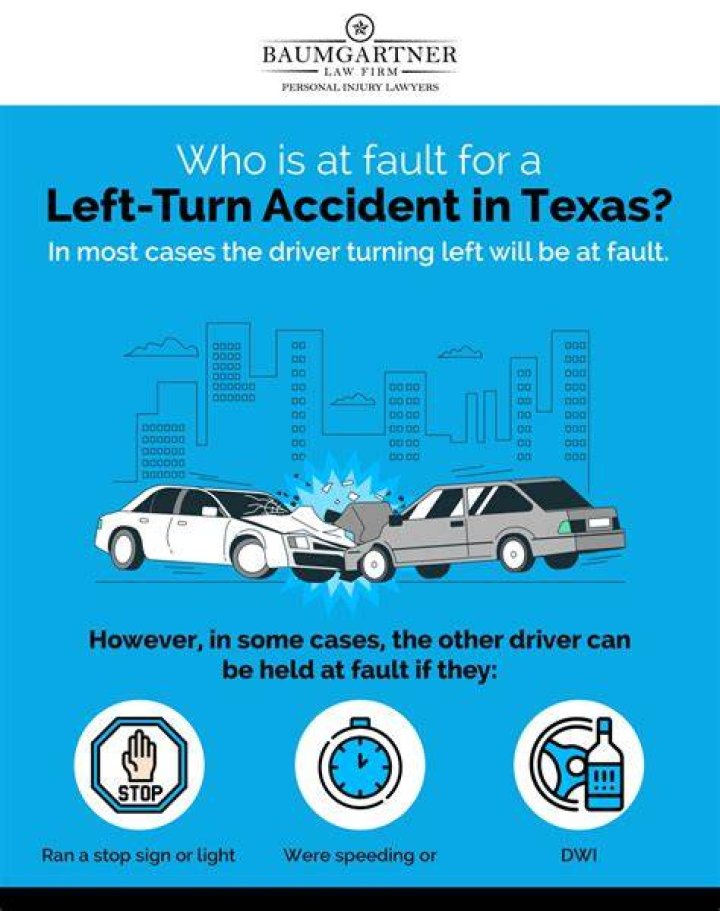 Who is at fault in a left turn accident?