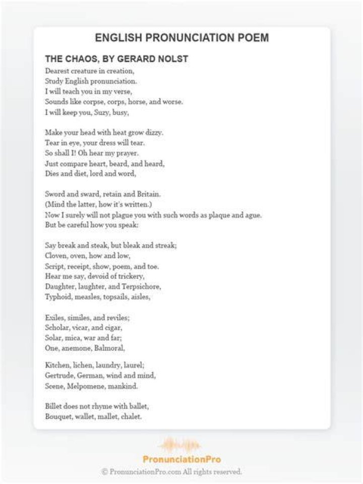 Who wrote pronunciation poem?